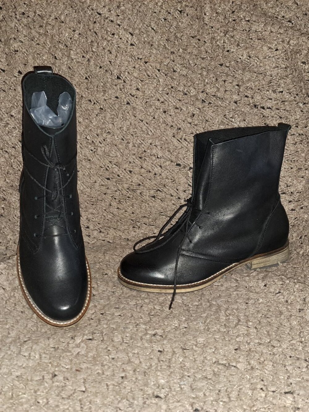 CHELSEA CREW-Black Label-Black Leather Boot-Soft/Slouchy Leather-Sz 37-NWOB